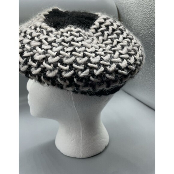 Cappellificio Fiorentino cap hat beret style knit Black white Made in Italy New - Picture 5 of 7